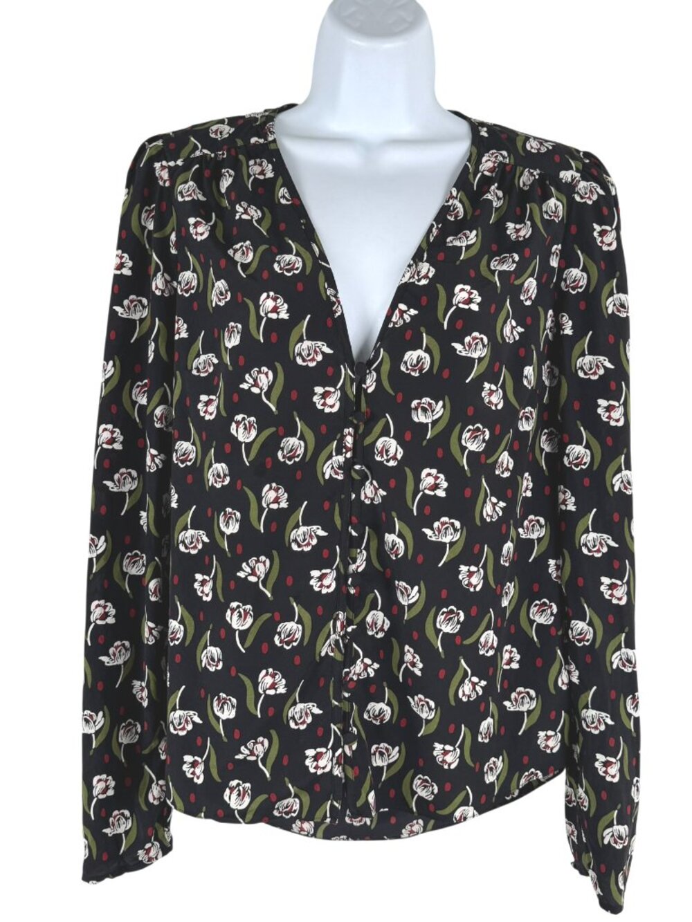 Veronica Beard Asheville Blouse Top Size 6 Floral Silk Spandex TP-4063